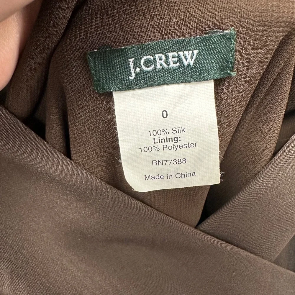J. Crew Silk‎ V-Neck Midi Dress Brown 0